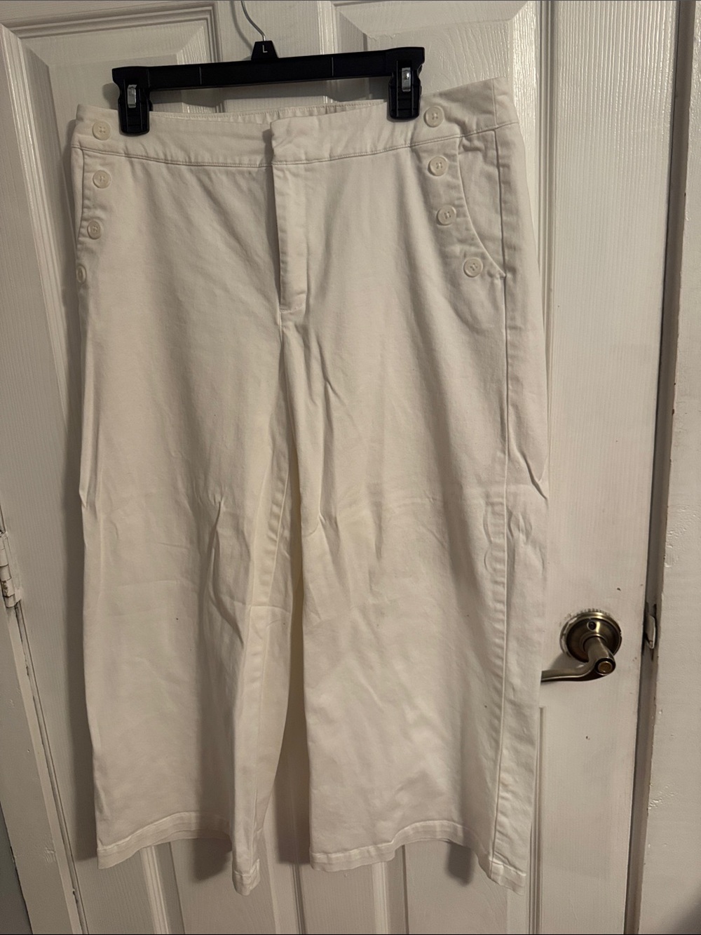Merona White Wide-Leg Jeans with Side Button Detail